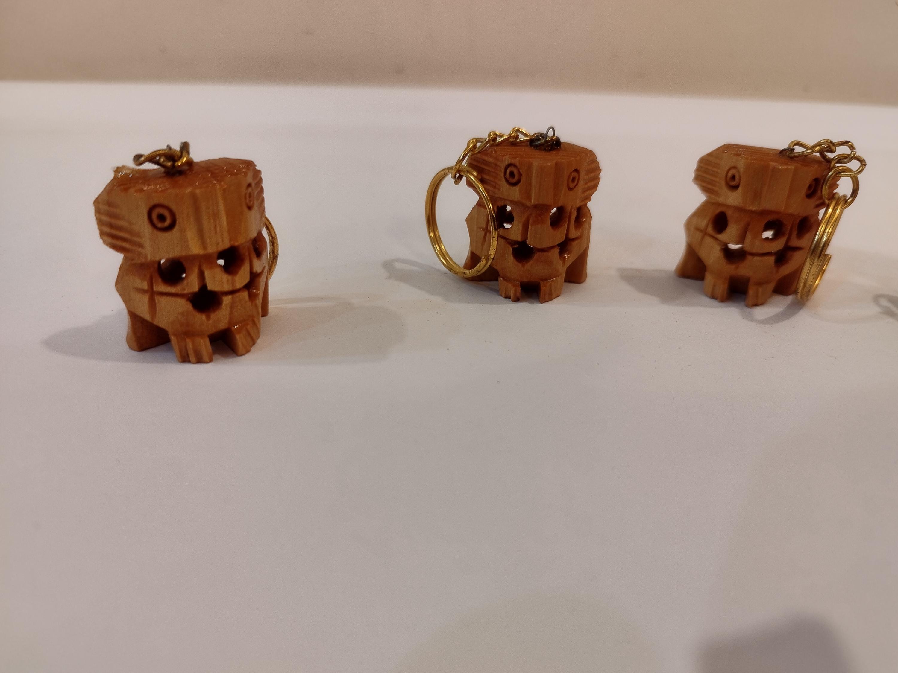 Handcrafted kadam wood owl key chain set of 5 : spiritual decor, prosperity gift