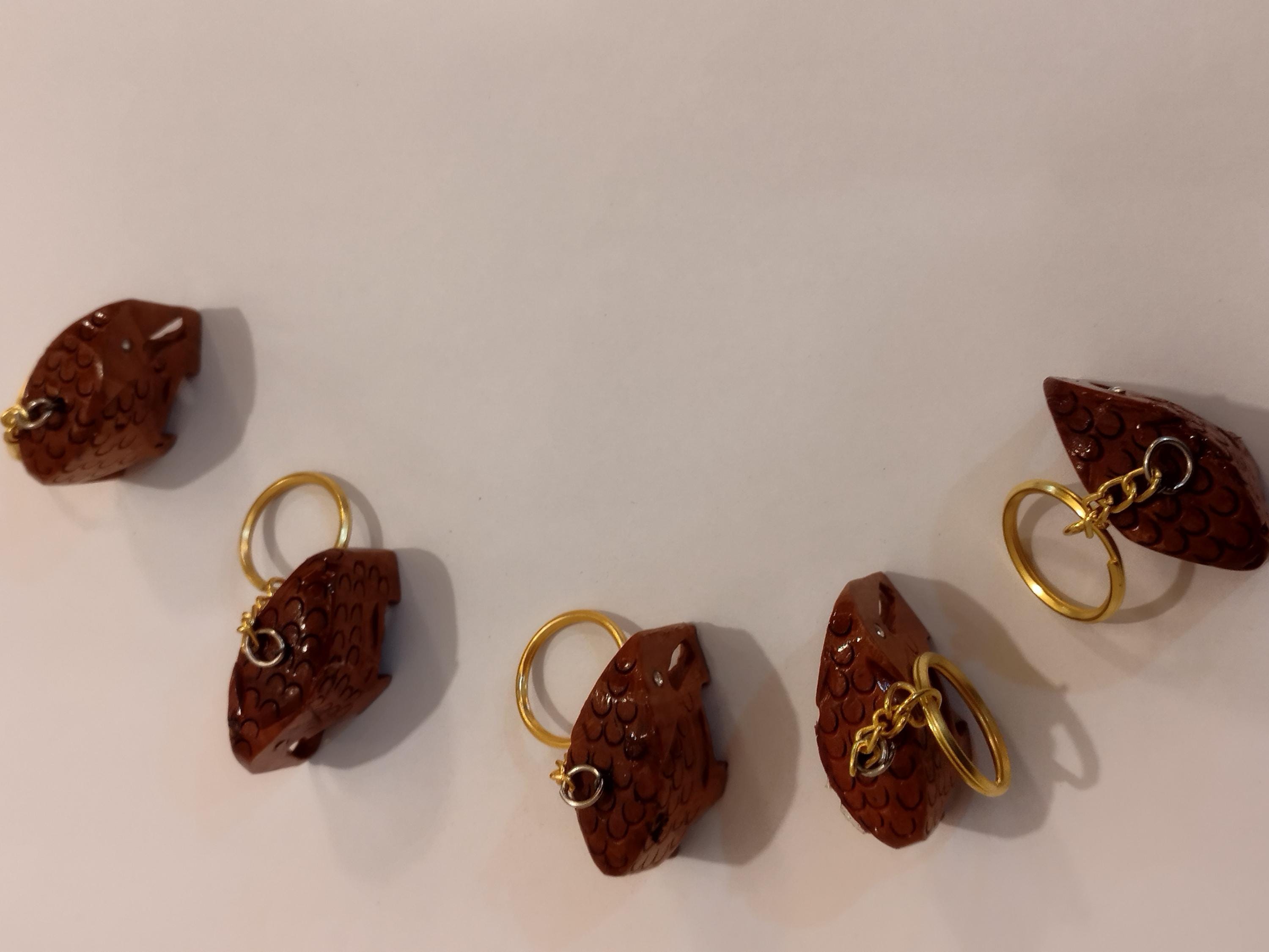 Hand carved kadam wood elephant key chain set of 5 : gifting and personal use