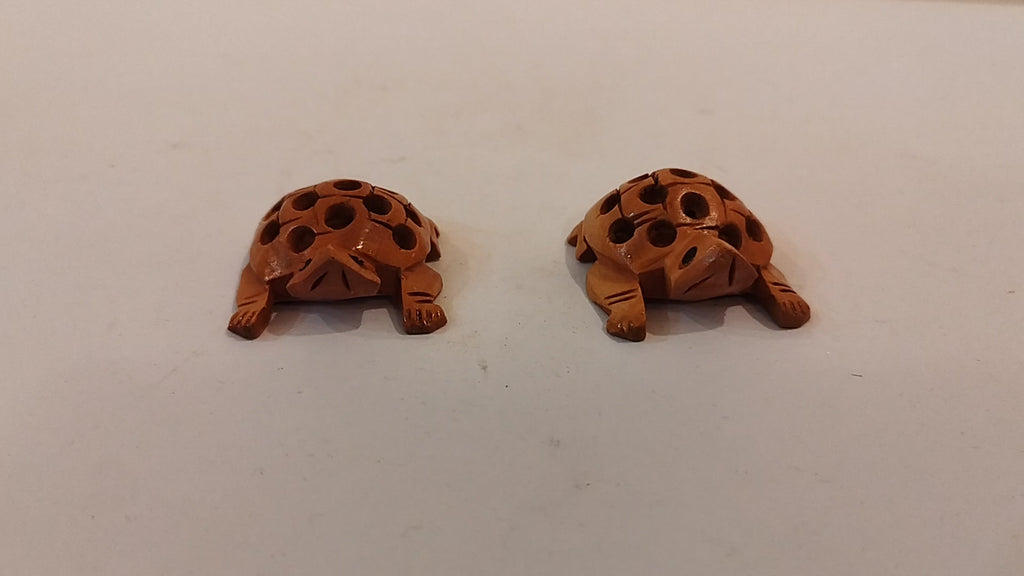 Handcrafted Kadam Wood Tortoise pair in net design Spiritual Decor