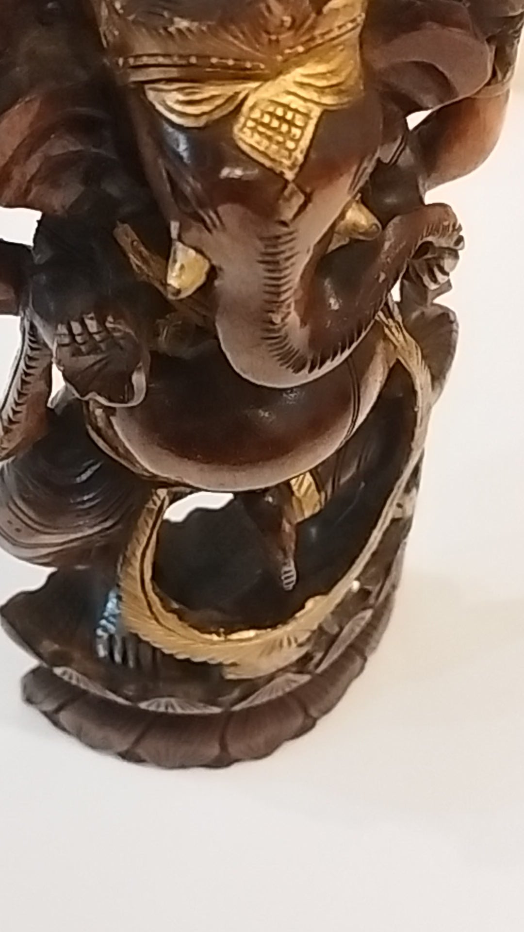 Hindu deity Vinayak, a handcrafted Kadam Wood Dancing Ganesha Statue