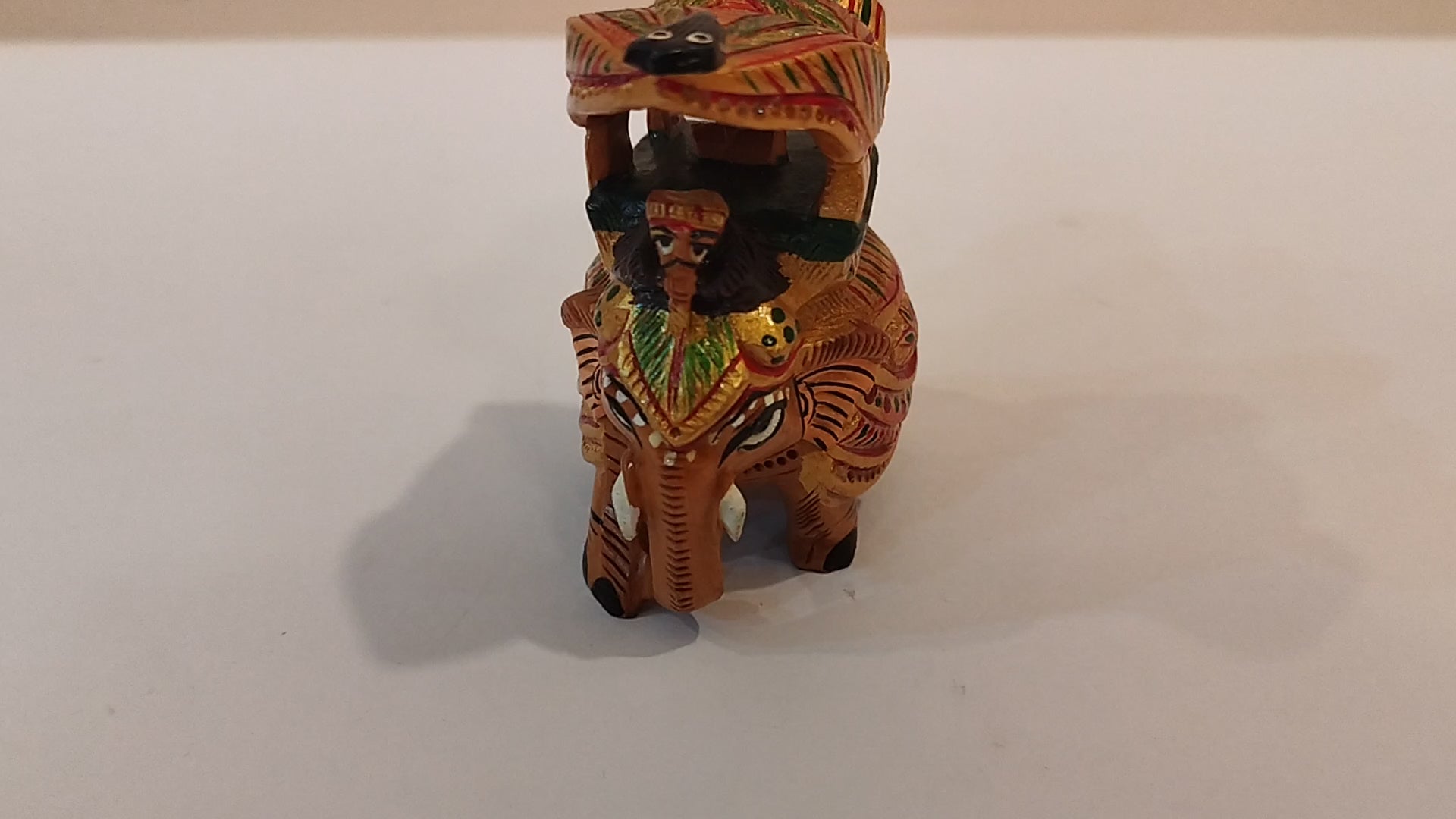 Handcrafted Kadam Wood Painted Elephant Maharaja Spiritual Decor