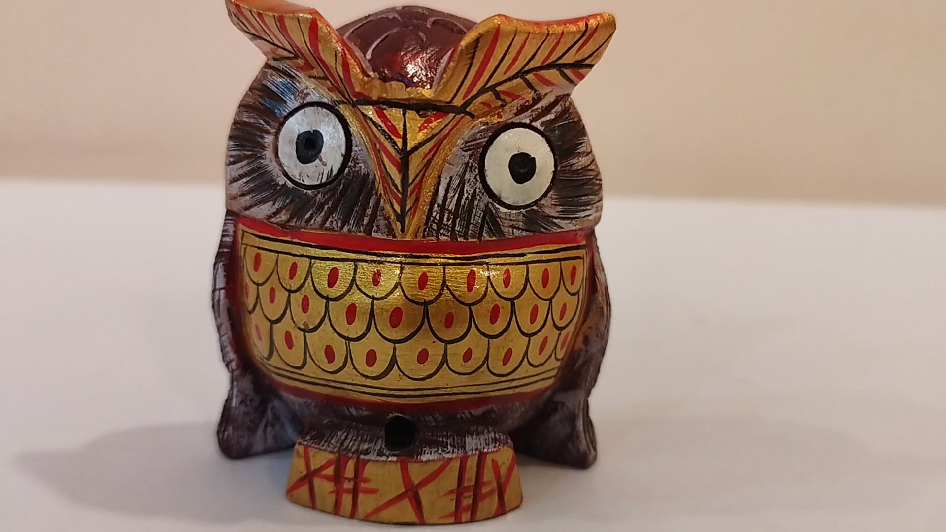 Handcrafted Kadam Wood Owl Painted Black Figurine- 3 Inches: Spiritual Home Decor
